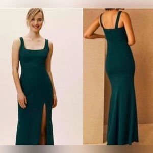 BHLDN NEW ADENA SQUARE-NECK STRETCH CREPE DRESS DARK EMERALD Sz:2 Ret$298‎